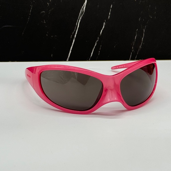 NEW BB0252S 002 BALENCIAGA PINK GREY OVAL WOMEN BALENCIAGA SUNGLASSES - Picture 4 of 12